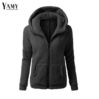 

2018 spring faux lambswool fur jacket women tops jacket fleece black white warm hairly women basic coats plus size streetwear
