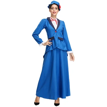 

Women Blue Medieval Dress Adult Ladies Halloween Carnival Fantasia Fancy Party Dress Up Outfit