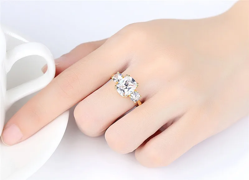 Simple Wedding Crystal 585 Gold Color Rings Engagement Cubic Zircon Ring Fashion New Brand Bijoux For Women Jewelry Anel R446 (6)