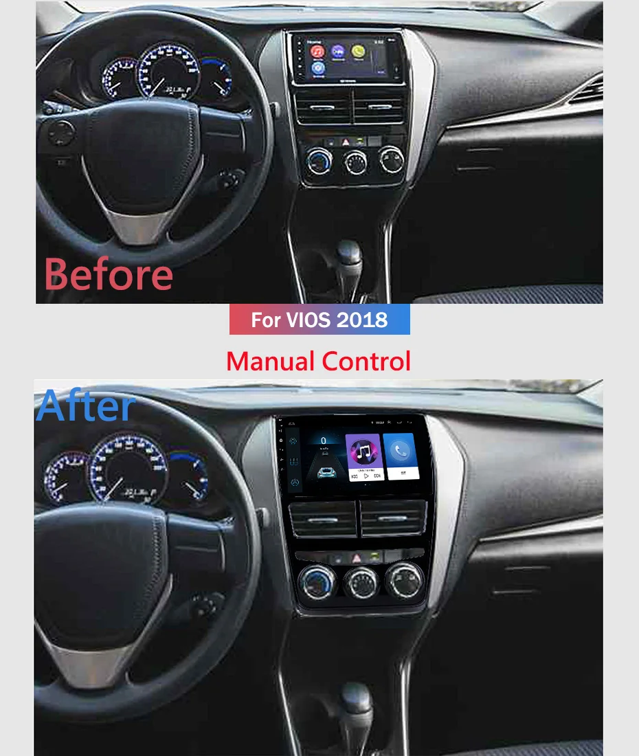 Cheap 9 inch 2.5D IPS Tempered HD multi-touch screen Android 8.1 NAVI for Toyota Vios yaris 2018 with Bluetooth USB WIFI support SWC 1