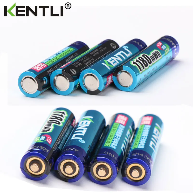 Bateria + 4 Pces Kentli Aaa Polímero Lítio Li-ion Baterias Recarregáveis Slots Carregador 8 1.5v 1180mwh - Image 5
