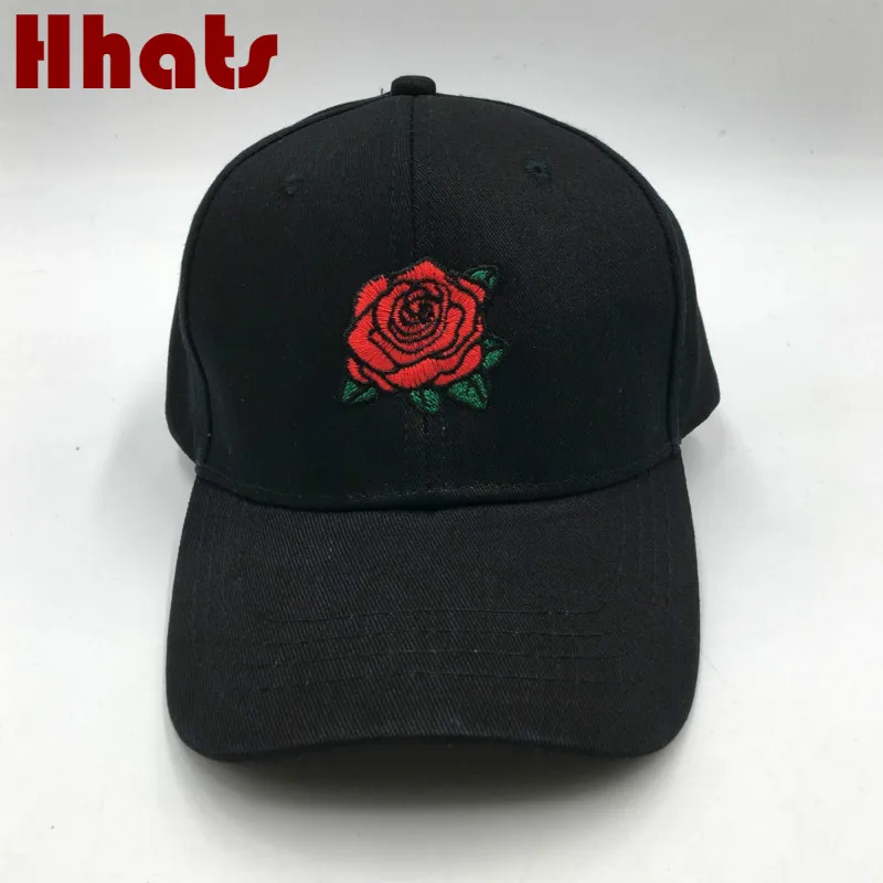

Fashion Embroidery Rose Baseball Cap Hip Hop Adjustable Cotton Flower Snapback Hat High Quality Spring Summer Rose Dad Hat Cap