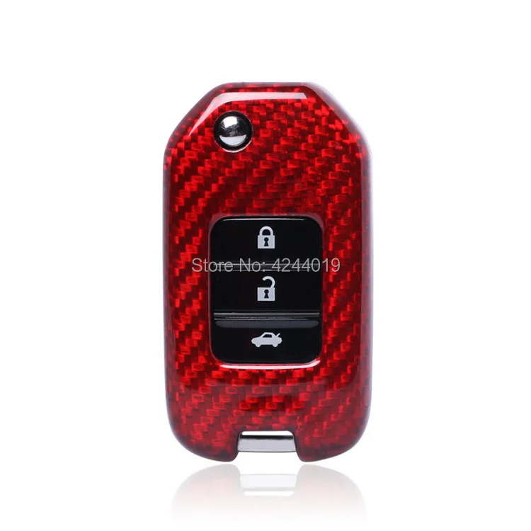 

Car Keychain Keyring Carbon Fiber Key Bag Key Fob Central Key Cover For Honda CRV XRV Fit Jade