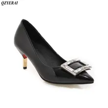 QZYERAI The new spring and summer the metal stilettos shoes high heels pointed women’s shoes European fashion