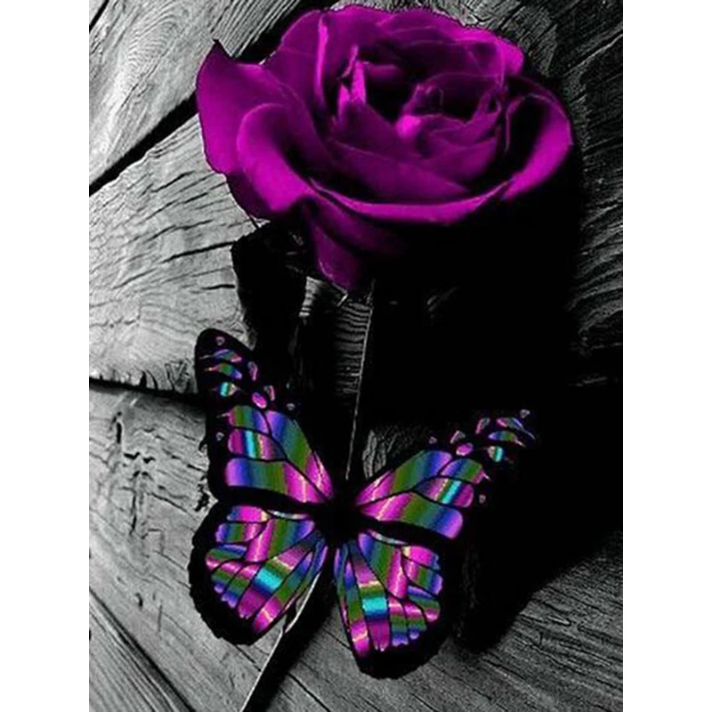 

Fuyun 5D Diamond painting Red Rose&Butterfly cross stitch Diamond Mosaic Rhinestone picture Daimond painting Embroidery Flower