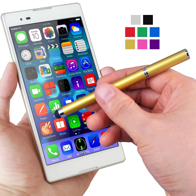 2 in 1 Capacitive Touch Pen Stylus Pens For iPad iPhone 5 5C 5S 6 6+ 6S