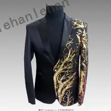 Мужской Блейзер, пиджак с блестками, блейзер, мужской жилет, костюм для мужчин, черный, золотой, смокинг, летний, роскошный, мужской пиджак с пайетками