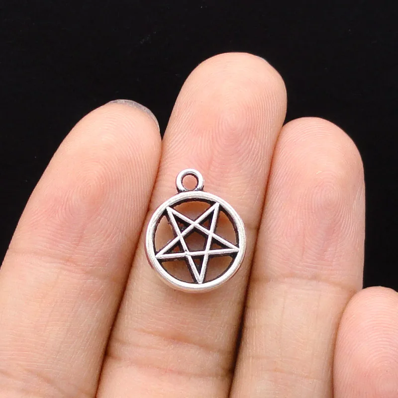 

60pcs- Antique Silver Supernatural Pentagram Charms pendants, Star 17x14mm