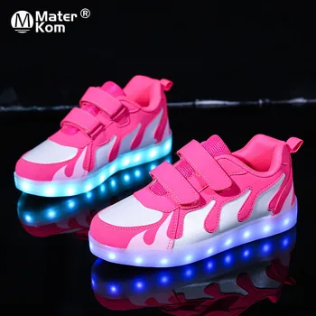 

Size25-38 USB children glowing sneakers with lighted shoes canvas shoes luminous sneakers for boys girls krasovki with backlight