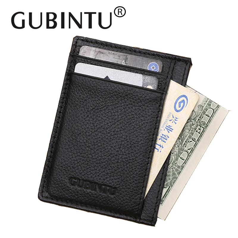 

GUBINTU Men's Slim Credit Card Holder Leather Card Holder for Male Black Brown Thin Card Case for Man