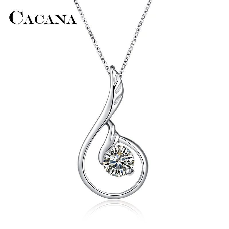 CACANA Pendant Necklaces For Women Trendy Lovely Swan Fashion Design Metal Link Chain Long Necklace Hot Wholesale N81