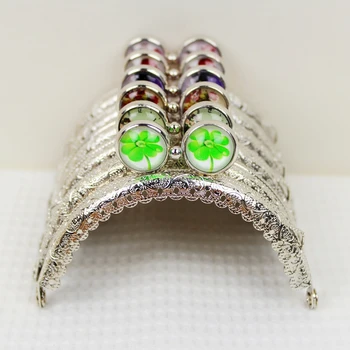 

20pcs 8.5CM Time Gem Flat Cute Girl Kiss Clasp Coin Purse Sliver Embossing Metal purse Frames Cluth DIY Sewing Bag Accessories