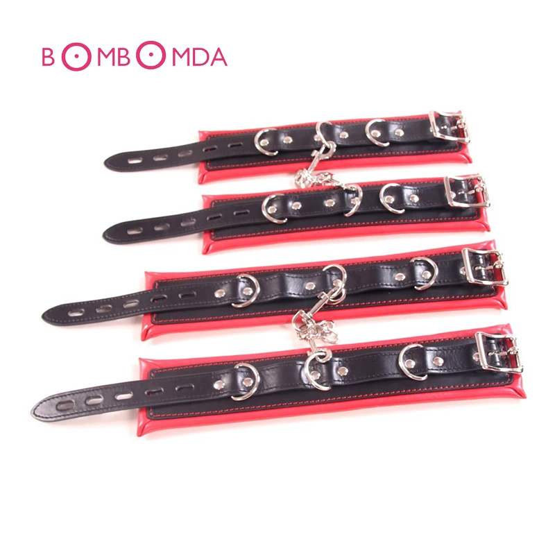 PU Leather Handcuffs Ankle Cuff Restraints Bondage font b Sex b font font b Toys b