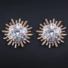 AAA кубический цирконий классические большие хрустальные серьги CZ Роскошные розы золотистого цвета, свадебный серьги для женщин ювелирные изделия оптом