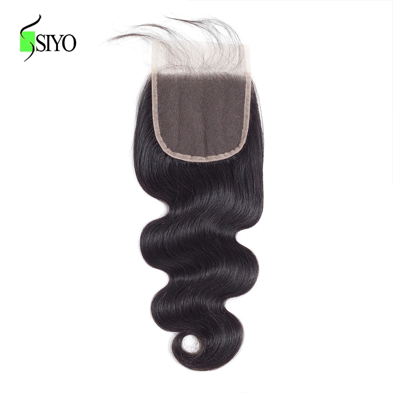 SIYO волосы Malaysain волосы тела волна 4x4 кружева закрытие Remy человеческие волосы закрытие естественный цвет 8-22 дюймов