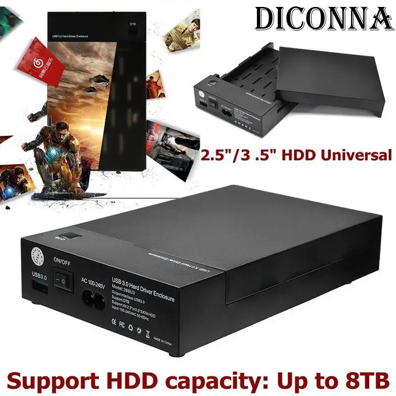  Carcasa HDD de discos en blanco 35 pulgadas USB 30 serie DISCO DURO caja externa enchufe y conector