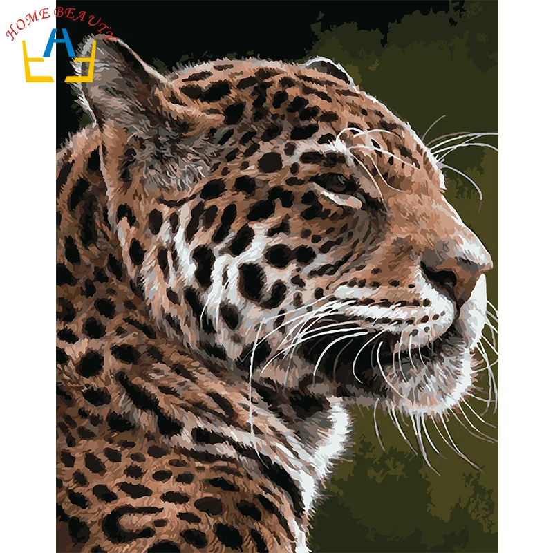 

Painting calligraphy diy oil pictures by number animals leopard acrylic coloring drawing by number Modular canvas painting E832