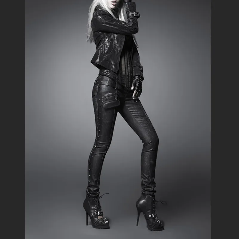 Популярные женские брюки в готическом стиле, модные обтягивающие женские кожаные брюки в стиле рок-н-ролл, K-170 в стиле панк
