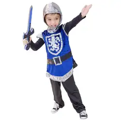 Детский костюм для мальчиков, средневековый рыцарь Меч воина Детский костюм Ланселота для косплея, крестоносца, с капюшоном защитный