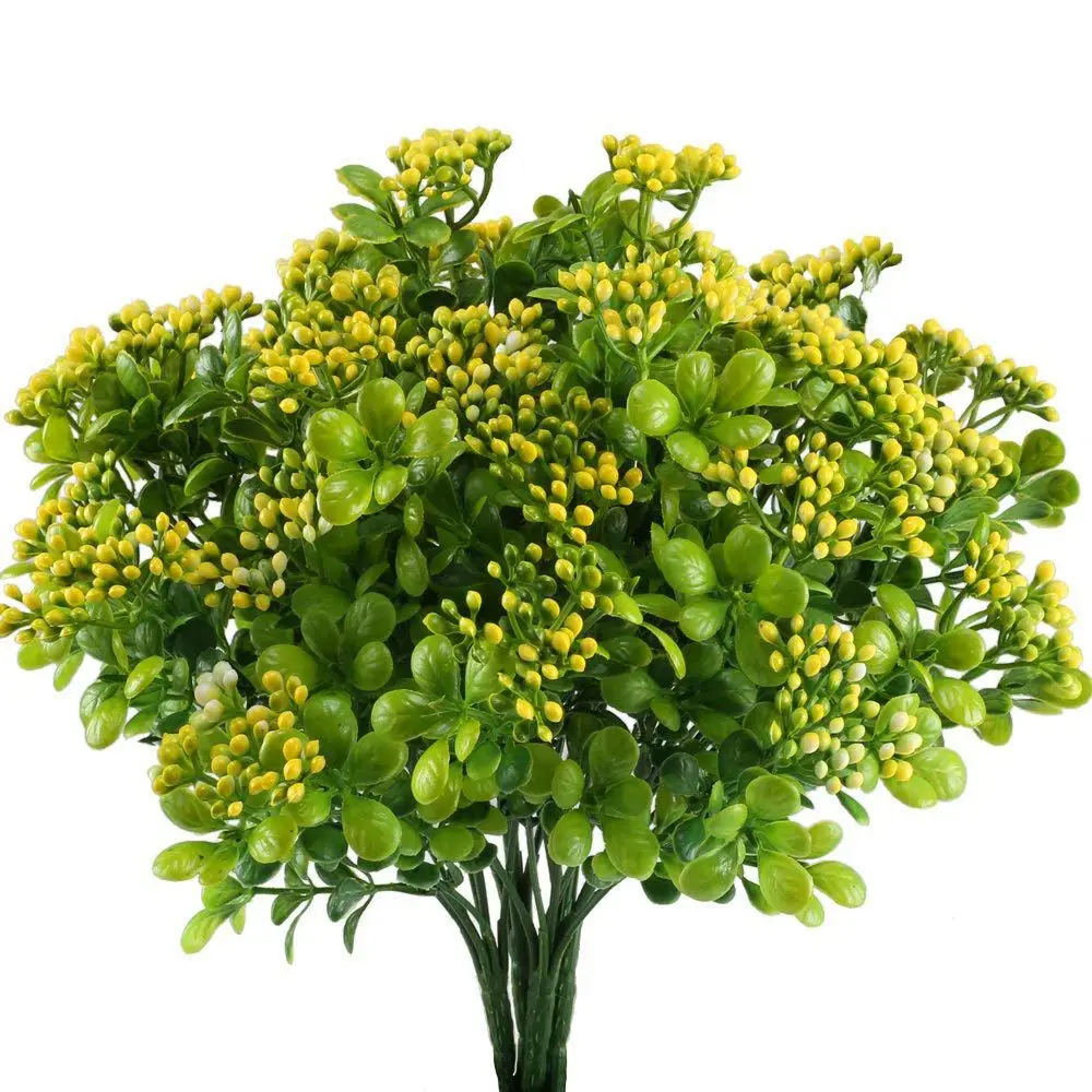 

Artificial Shrubs 4PCS Outdoor Fake Greenery Plants Faux Plastic Bushes Bundles Table Centerpieces Arrangements Home Kitchen