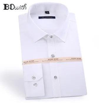 

2019 New Fashion Long Sleeve Square Collar Shirt Men Designer Solid Shirt Non Iron Slim Fit Business Shirts Formal 4XL