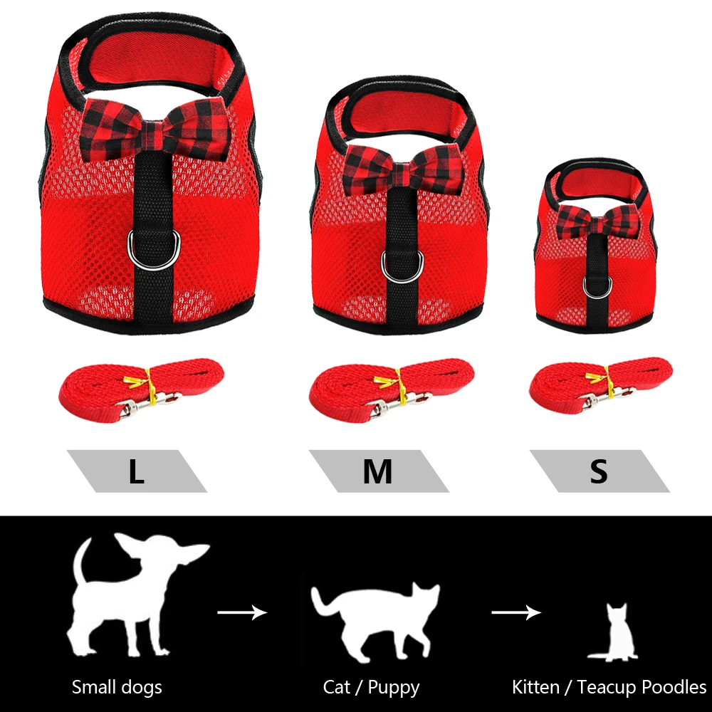 Сетка кошка шлейка и поводок набор бантом кошка жилет куртка удобные хомяк кролики Pet Прогулки жгут доказательства бежать