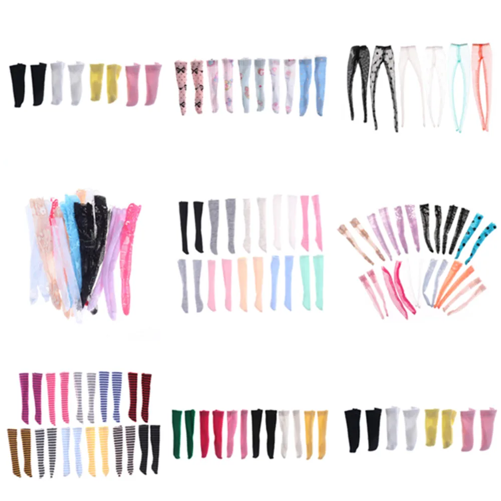 

1/3/4Pairs Colourful Lace Socks Mixed Style Long Stockings Clothes For Doll Accessories Gifts Toy Daily Casual Wear