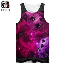 OGKB безрукавки для женщин модные для мужчин животных 3D жилет с принтом звездное небо кошка хип хоп большой размеры костюмы человек рубашка без рукавов