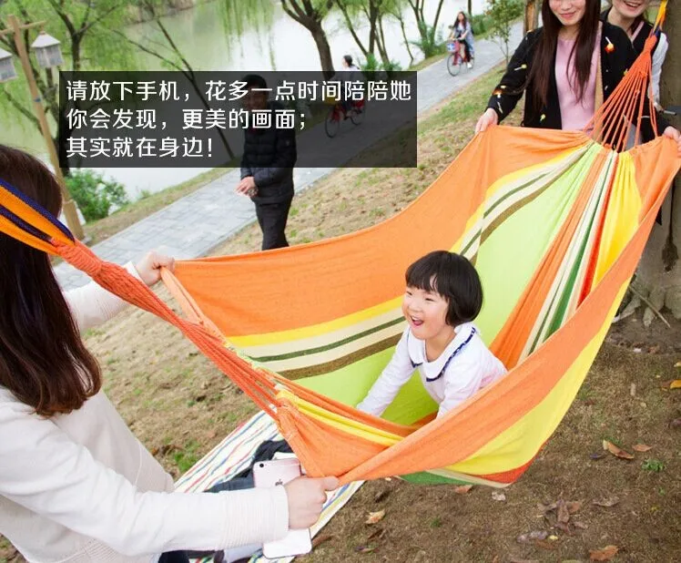 200X100cm Outdoor Multifunction hammock swing rainbow Striped canvas double indoor thickening widened dormitory double hammock