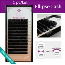 Genie 1pcs/lot Ellipse Flat Fse Eyelash extensions Soft Thin Tip Flat Roots Fake Eyelash Extensions