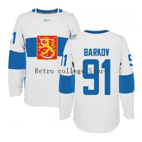 

#91 Aleksander Barkov Blue Finland Team 2016 World high quality Hockey Jersey Embroidery Stitched Customize any number and name