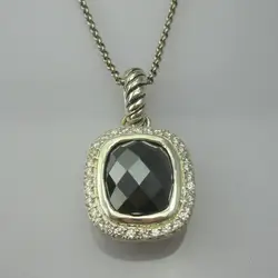Твердые серебряные ювелирные изделия 12x10 мм голубой топаз Noblesse Ожерелье Гематит женский кулон ожерелье 2 мм коробка цепь 18 дюйм(ов)