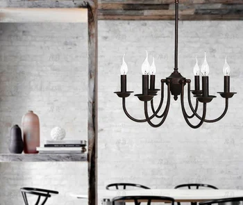 

modern Luminaire Lamparas American Minimalist black candle Iron Pendant Lamp Living Room