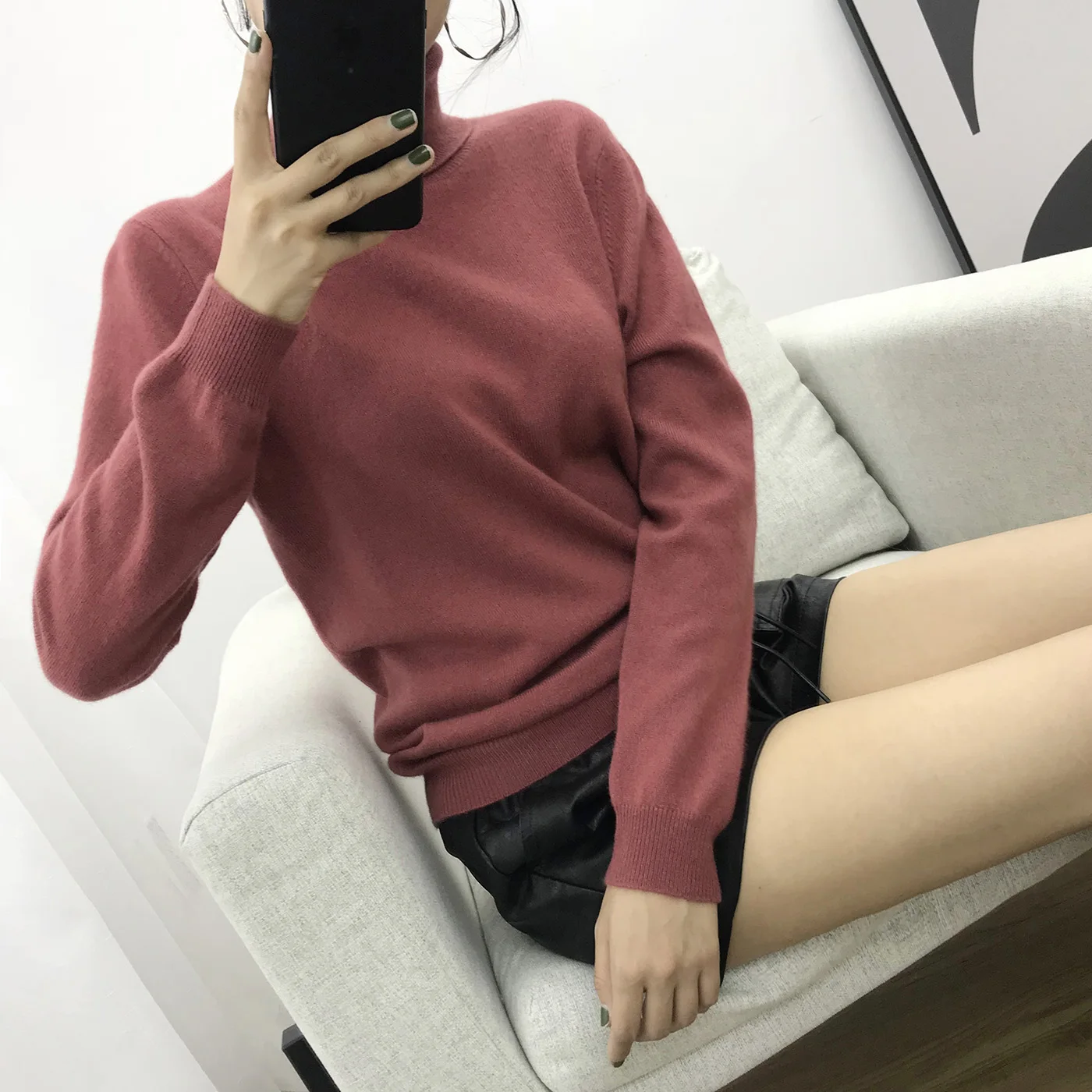 2018 Cashmere Sweater Women Turtleneck Women's Knitted Turtleneck Winter Cashmere Sweater For Women Warm Sweaters Female