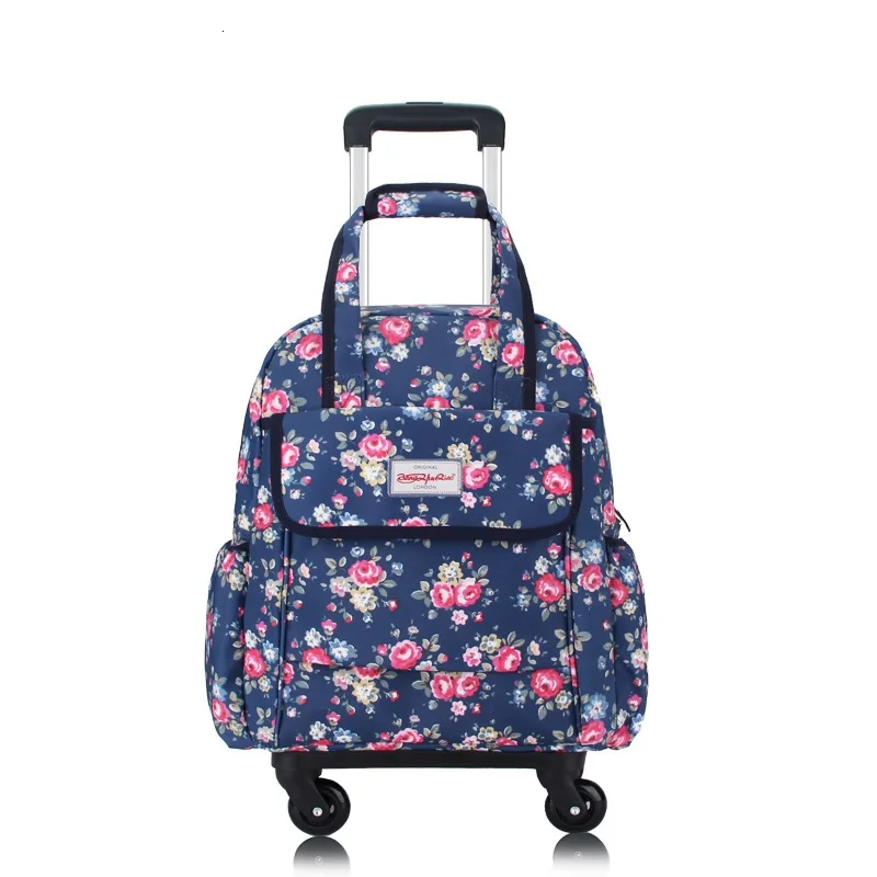 Women Travel Trolley Bags travel Backpack with wheel Rolling luggage trolley backpack waterproof Oxford Rolling Baggage Suitcase