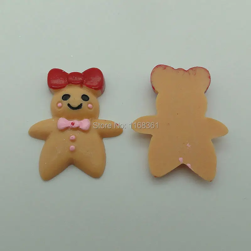 1pcs/lot resin flatback bow Gingerbread girl 29mm Cabochons Scrapbooking Hair Bow Center DIY Christmas decration C109-1