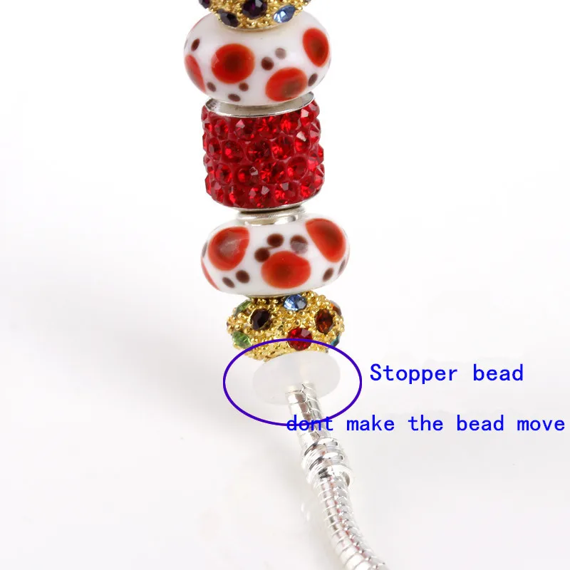 10pc/lot Stopper Beads Silicone Round Bead European Beads Fit Pandora