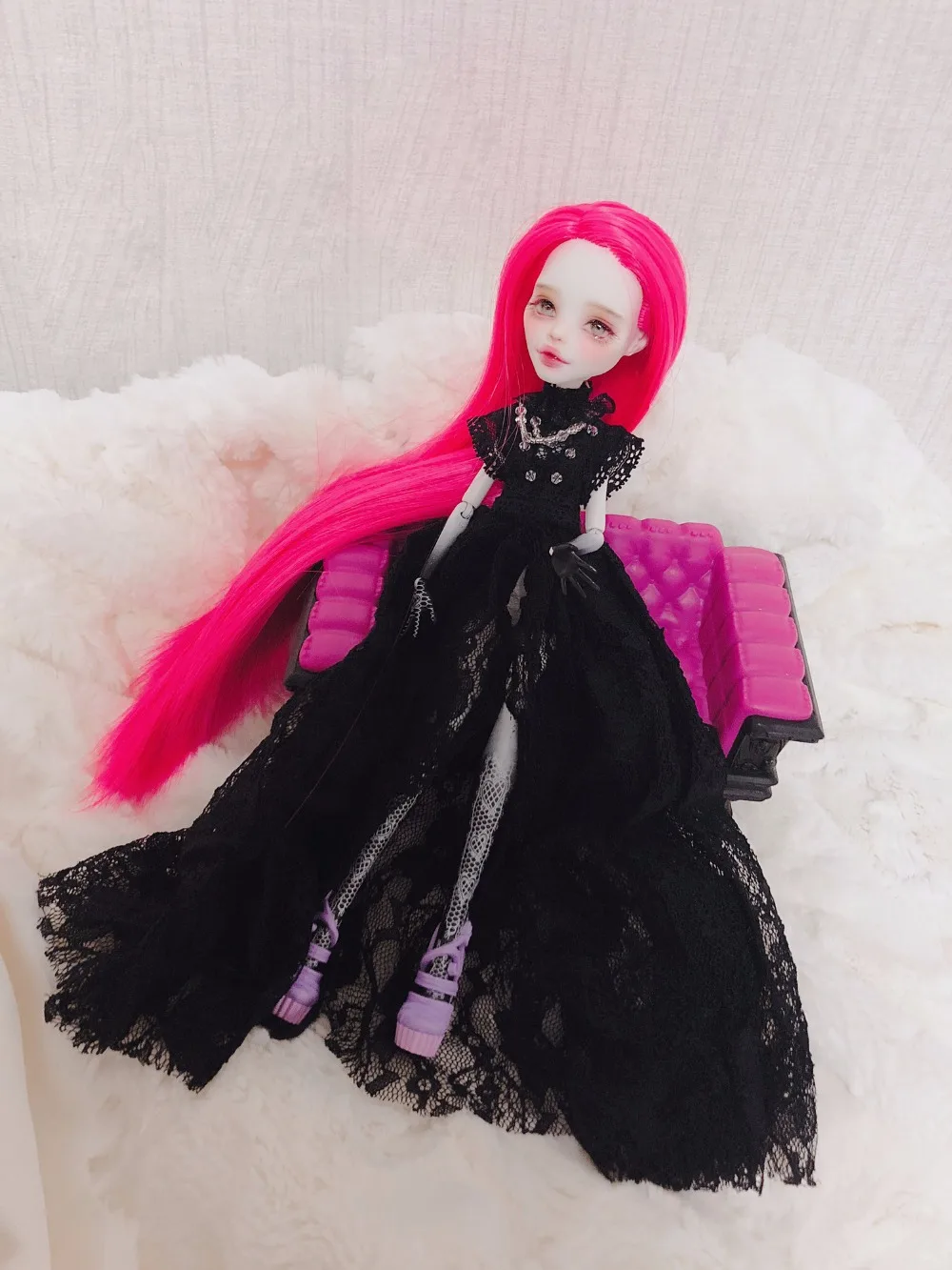 T02-X504 Blyth st кукольная одежда 1/3 1/4 bjd 1/6 аксессуары для кукол черное винтажное кружевное платье 1 шт