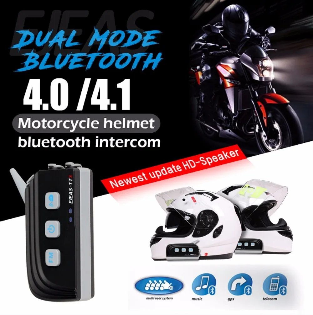 1500 м Мотоциклетный шлем, гарнитура, двойной Bluetooth 4,0, беспроводной Велосипедный домофон с FM стерео для 4 гонщиков