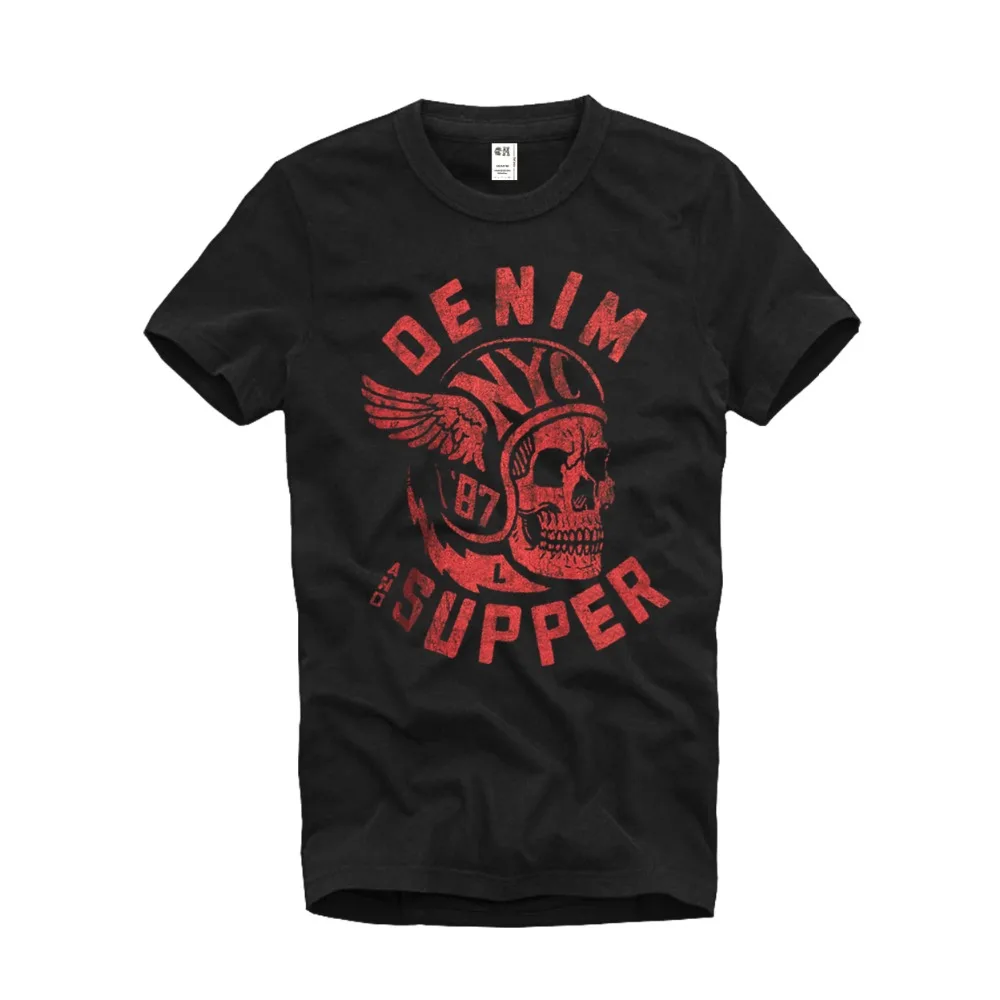 2017 Men's T shirts O neck Skulls Printed 100 Cotton Brand Clothing T