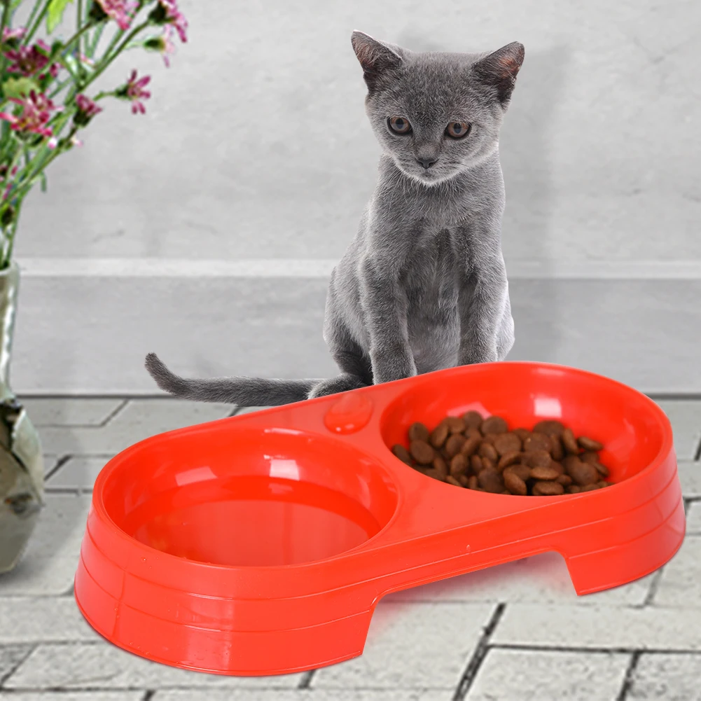 Buy Double Bowl Plastic Pet Bowl Compartment Feeding