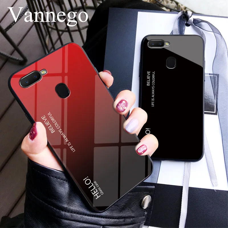 Чехол для OPPO F7 F9 R17 A7X из закаленного стекла | Мобильные телефоны и аксессуары