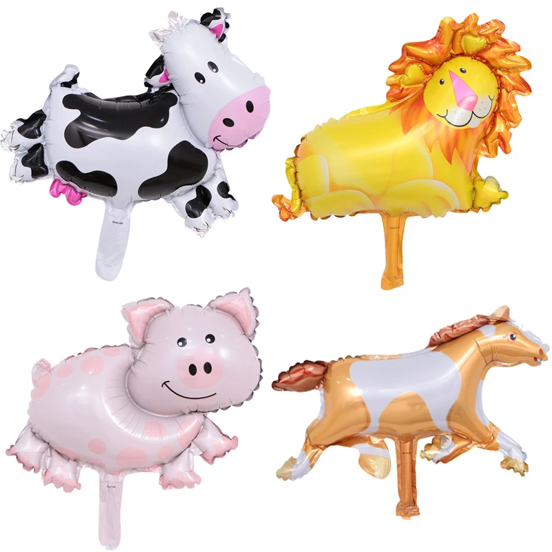 

Mini Animal balloon Aluminum foil Balloon Lion/Horse/Cows/Pig balloon kids Birthday Party Decoration baby shower toy supplies