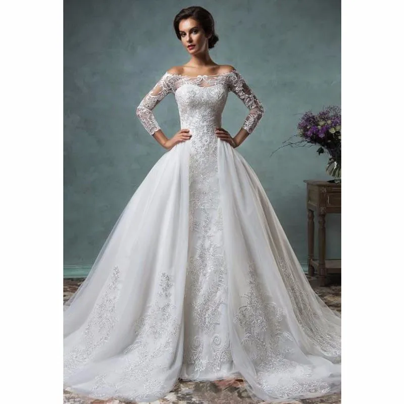 2016-New-Sexy-Sheer-Long-Sleeves-Mermaid-Wedding-Dresses-Off-The-Shoulder-Court-Train-Lace-Bridal