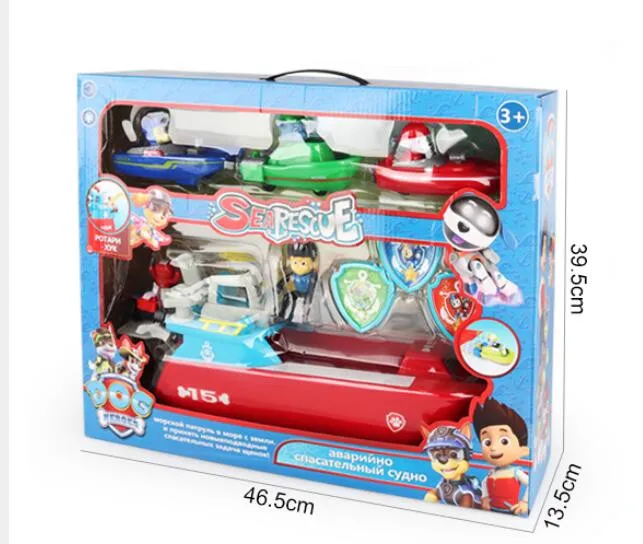 Paw Patrol Dog Puppy аниме морской спасательный катер детские игрушки набор Patrulla Canina фигурки Детские Подарки - Цвет: BOX