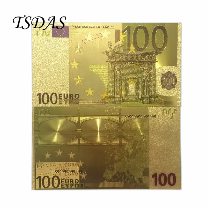 Полный набор 24 К золотой Банкноты евро 5-500 Золотая фольга банкноты 7 шт./лот как Бизнес& рождественские подарки