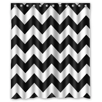 

Chevron Pattern Black white Waterproof Bathroom Fabric Shower Curtain,Bathroom decor