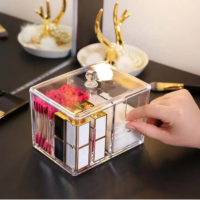 Cotton swab lipstick cotton pad acrylic storage box makeup organizer | Дом и сад