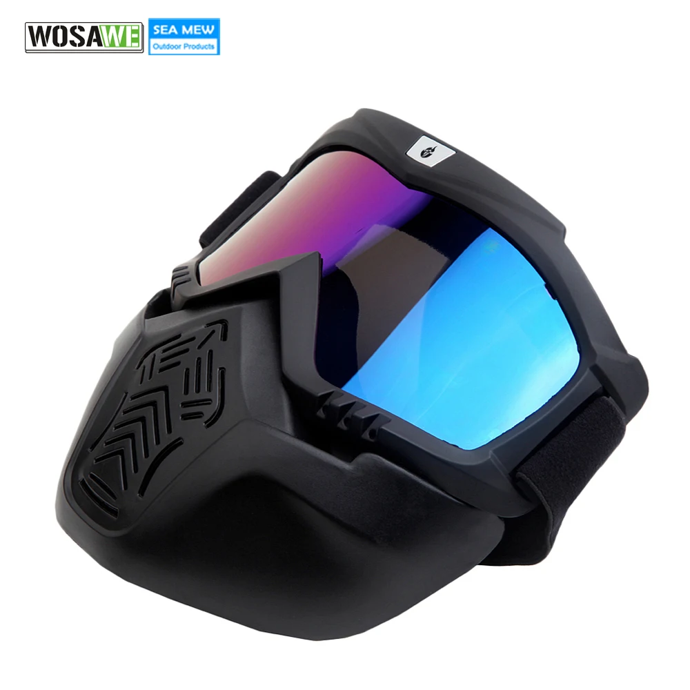 Image WOSAWE Snowboard Goggles Dustproof Wind Protention Men Women Big Ski Glasses with Face Mask Gas Mask Skiing Eyewear