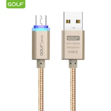 

GOLF Smart Led Fast Charging USB Data Cable For iPhone 5S 6S 7 8 9 X Samsung Android Phone Metal Braided Micro USB Charger Cable
